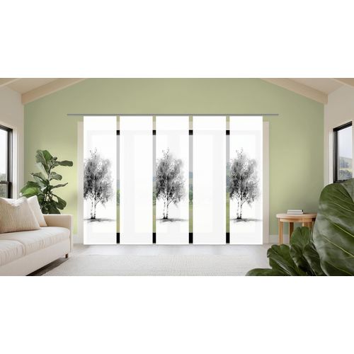Schiebegardine HOME WOHNIDEEN "TREE", grau, B:60cm H:245cm, Polyester, Gardinen, Schiebegardine, Schiebewand Seidenoptik, SET, Digitaldruck