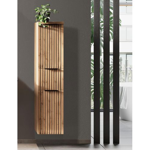 Midischrank WELLTIME, braun (wotaneiche), B:30cm H:130cm T:35cm, Holzwerkstoff, Schränke, Midischrank, Welltime, Breite 30 cm, reversibel, 2 Türen, 1 Auszug
