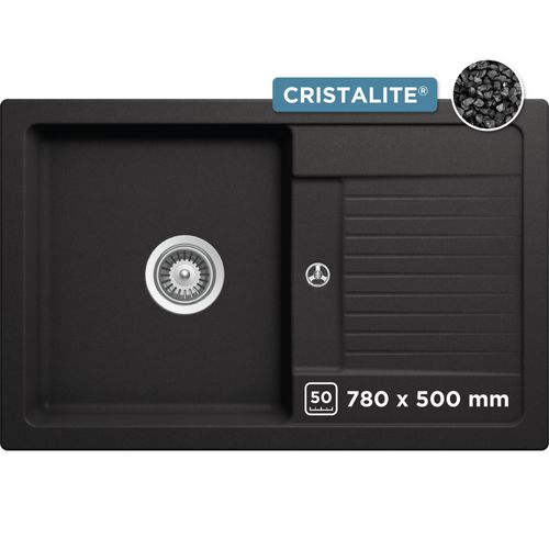 Granitspüle SCHOCK "Lima D-100S", schwarz (nero), B:78cm H:27,2cm T:50cm, Domogranit, Küchenspülen, Granitspüle, 78/50 cm, Auflagespüle