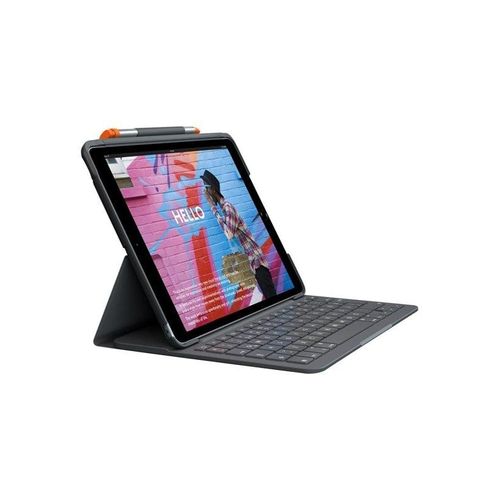Logitech Slim Folio - keyboard and folio case - QWERTZ - Swiss - graphite - Tastatur & Folio-Set - Schweiz - Grau