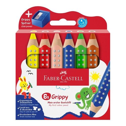 Faber-Castell Buntstift Grippy 6er Set mit Spitzer