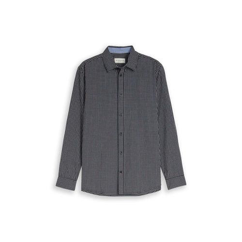 TOM TAILOR Herren Regular Fit Hemd mit Karomuster, blau, Kariert, Gr. S