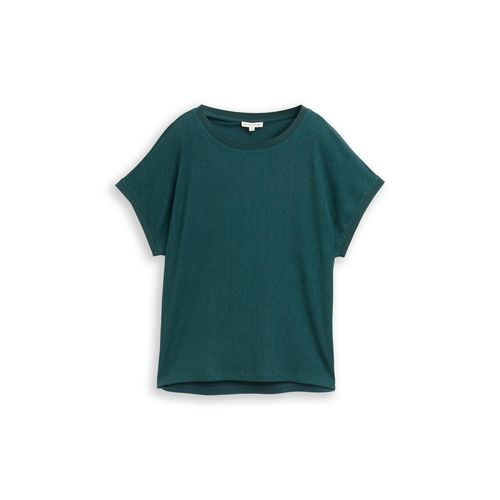 TOM TAILOR Damen T-Shirt im Material-Mix, grün, Uni, Gr. S