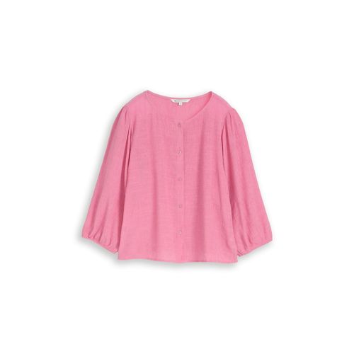TOM TAILOR DENIM Damen Crinkle Bluse mit Knopfleiste, rosa, Uni, Gr. L
