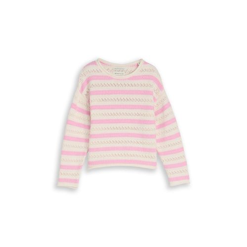 TOM TAILOR Mädchen Cropped Strickpullover mit Streifenmuster, rosa, Gestreift, Gr. 116/122