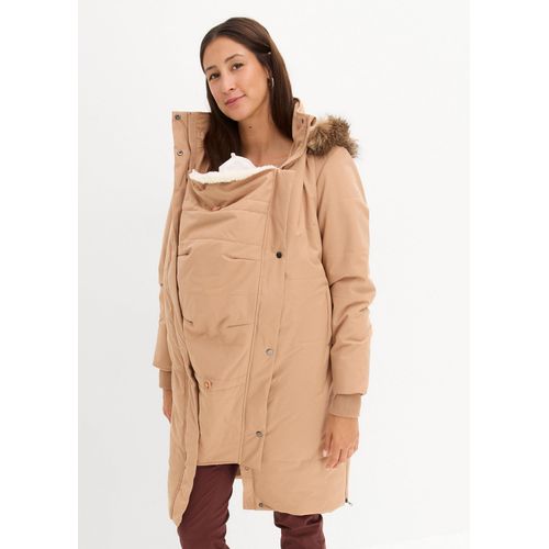 bonprix Wattierter 3-in-1 Umstands- und Tragemantel, braun, Gr.36, Warmer Steppmantel für die Schwangerschaft und danach