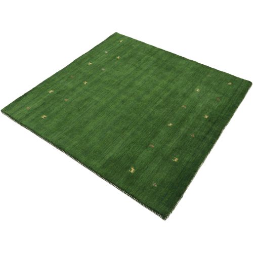 Wollteppich CARPETFINE "Gabbeh-Uni", grün, B:200cm H:15mm L:200cm, Wolle, Teppiche, Wollteppich, reine Wolle, handgewebt, Gabbeh Loom Tiermotiv, Sonderform Quadrat