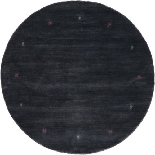 Wollteppich CARPETFINE "Gabbeh Uni", grau, H:15mm Ø:120cm, Wolle, Teppiche, Wollteppich, reine Wolle handgewebt, Gabbeh Tiermotiv warmes Raumklima viele Größen