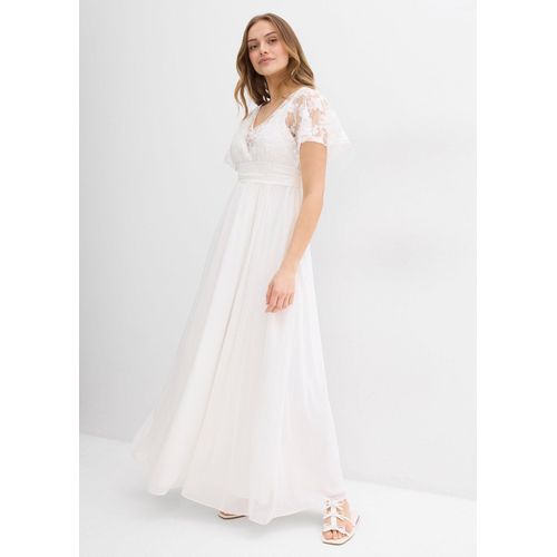 bonprix 2-in-1 Umstandsbrautkleid mit diskreter Stillfunktion, weiß