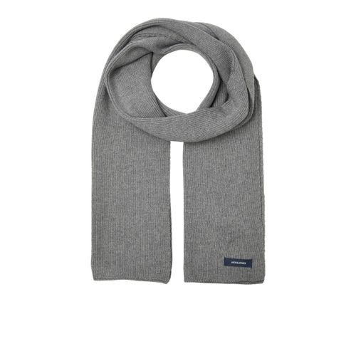 Strickschal JACK & JONES "JACDNA KNIT SCARF NOOS", Herren, grau (grau melange), Strick, Kunstfaser, unifarben, Modetücher