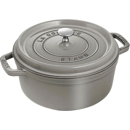 Bräter STAUB "Cocotte", grau (graphit, grau), H:18,2cm Ø:28cm, Töpfe, robust, langlebig, perfekte Hitzeverteilung, Aromaregen-Deckel