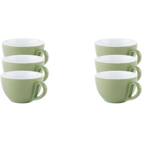 Cappuccinotasse APS "6er Set Cappuccino Tassen -SNUG-", grün, H:6,5cm Ø:10,5cm, Porzellan, Trinkgefäße, Cappuccinotasse, für Heißgetränke aller Art geeignet
