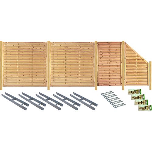 Sichtschutzelement TETZNER & JENTZSCH "Las Vegas 1", beige (natur), H:180cm, Massivholz, Stahl, Zaunelemente