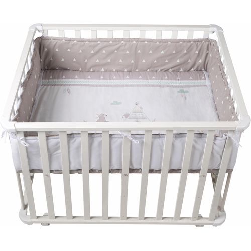 Laufgitter ROBA "Indibär, weiß, 75x100 cm", Baby, weiß, Laufställe Laufgitter, mit Stoffeinlage und Nestchen