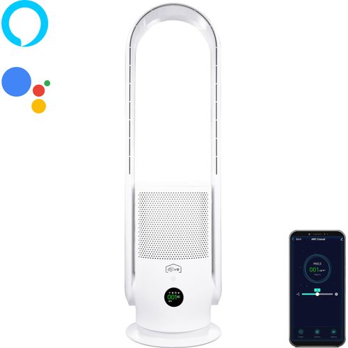 djive ARC Casual rotorloser Ventilator, 2in1 Turmventilator + Luftreiniger, leise, Standventilator mit 9 Stufen, Oszillation, App, Alexa, HEPA14, weiß