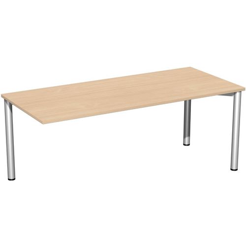 Schreibtisch feste Höhe, einseitig zurückgesetzt, 1800x800x720, Buche/Silber