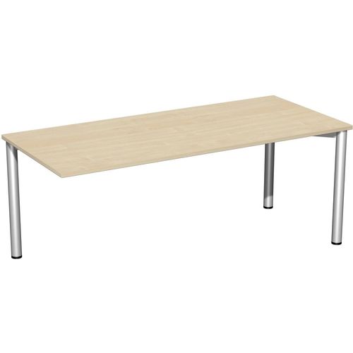 Schreibtisch feste Höhe, einseitig zurückgesetzt, 1800x800x720, Ahorn/Silber