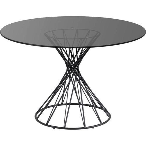 Glastisch Niut rund mit schwarzen Stahlbeinen Ø 120 cm