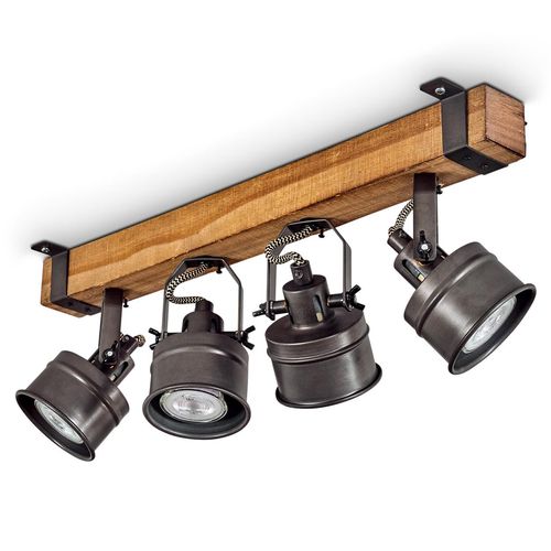 Villanuova »Villanuova« Deckenlampe aus Metall/Holz in Schwarz/Braun