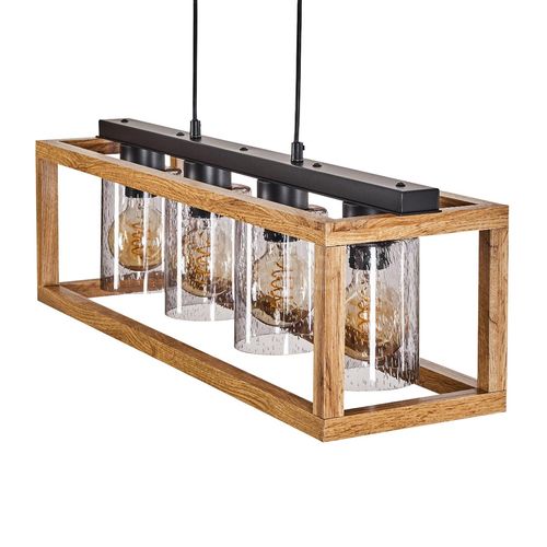 Buonvicino »Buonvicino« Pendellampe, MDF/Metall/Glas, Natur/Schwarz