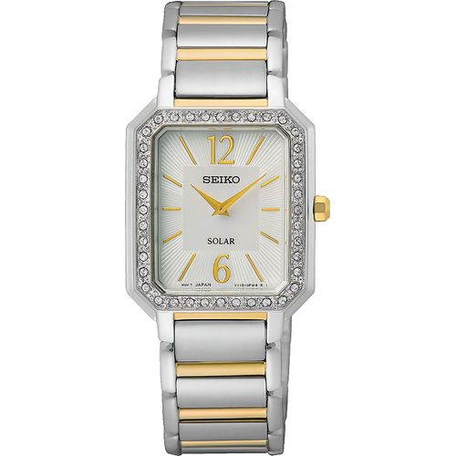 Seiko Solar Damenuhr silber gold SUP466P1