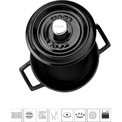 LAVA METAL Gusseiserner Topf rund 18cm - schwarz