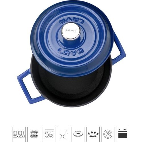 LAVA METAL Gusseiserner Topf rund 18cm - blau