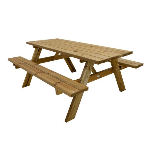 AXI Julie Picknicktisch aus Holz in Braun für 6 Personen | Picknick Tisch / Picnic Table / Picknickbank für Erwachsene | Set für den Garten | 177 x 154 cm
