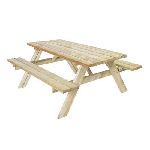 AXI Julie Picknicktisch aus Holz in Naturfarben für 6 Personen | Picknick Tisch / Picnic Table / Picknickbank für Erwachsene | Set für den Garten | 177 x 154 cm