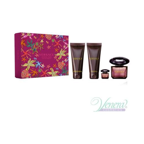 Versace Crystal Noir Eau de Toilette, 90 ml + Eau de Toilette, 5 ml + Duschgel, 100 ml + Körperlotion, 100 ml
