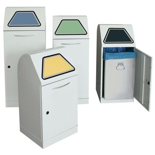 Wertstoffsammelbehälter, Volumen 120 l, handbetätigt, BxTxH 450x450x1100 mm, für Abfalltüten, Korpus lichtgrau