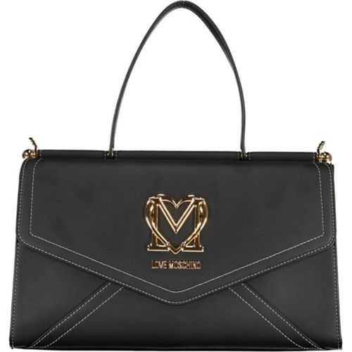 Schwarze Designertasche mit Henkel und verstellbarem Schultergurt