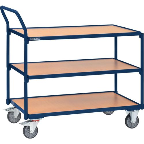 Tischwagen 3 Ladeflchen L850xB500mm saphirblau, RAL 5003 Trgf.300 kg Schiebebgel senkrecht
