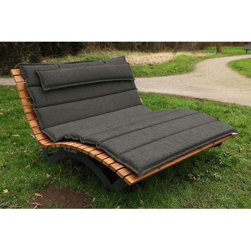 Waldsofa Premium mit Auflage und Kissen, Thermokiefer, Wellenliege