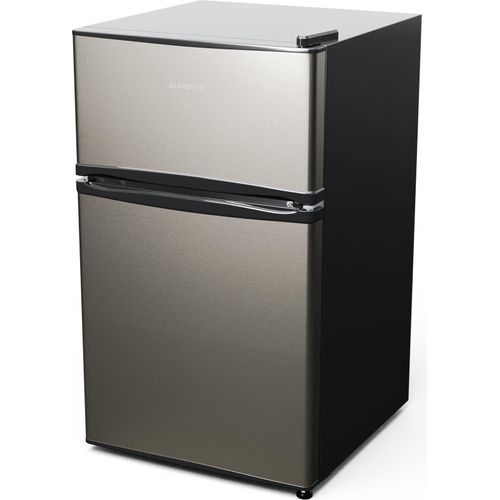 Klarstein Big Daddy - Kühlschrank mit Gefrierfach, Kühl Gefrierkombination, fridge leise, LED, Fassungsvermögen: 86 Liter, Kühlschrank: 61 Liter, Gefrierschrank: 25 L, silber