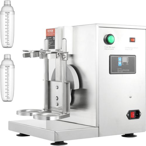 VEVOR Milchshake-Maschine, 120 W Kommerzielle Milch-Tee-Shaker-Maschine, Doppelkopf-Milchshake-Mixer-Maschine, 0-180 s einstellbarer Milchshake-Mixer, mit 1 L PC-Becher, für Milch-Tee-Geschäft