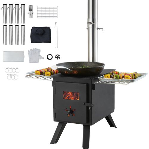 Zeltofen 394 x 608 x 425 mm Campingherde 365 x 250 x 255 mm Kammergröße Gartenofen Campingofen Werkstattofen Holzofeno outdoor kocher outdoor Küche für Camping Outdoor Heizung