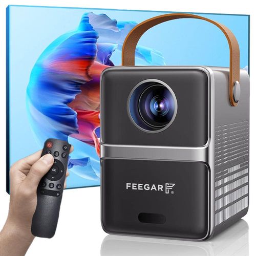 Beamer Feegar Mini Projector with 5G WiFi and Bluetooth 5.2, Electric Focus, 1080P Outdoor Projector, Portable Movie LED Projector, 150 ANSI 200"