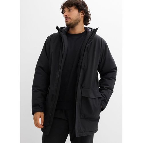 bonprix Wasserdichter Funktionsparka, schwarz, Gr.54, Modische Thermo Outdoorjacke, bestehend aus einer Hardshelljacke und innen einer Steppjacke. Die Outdoorjacke ist mit Steppfutter gefüttert. Zu dem besitzt die Outdoorjacke mehrere Funktionen.