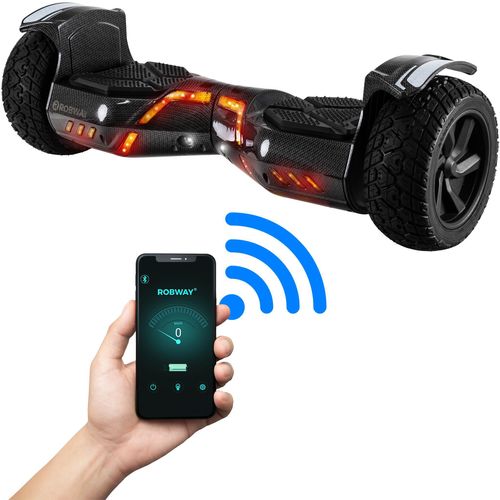 ROBWAY X2 Hoverboard | 700 Watt - 8,5 Zoll - 15 km/h - App - Bluetooth - LEDs - Für Erwachsene & Kinder - Self-Balance - Bis 120 Kg (Carbon)