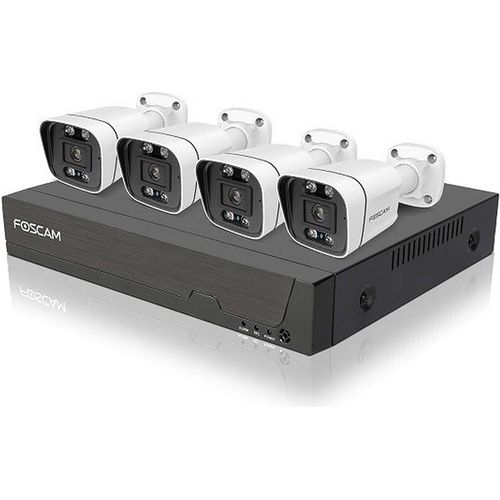 Foscam FN9108E-B4-2T PoE Kameraset 5MP, 8-Kanal NVR, 2TB Festplatte, Weiß
