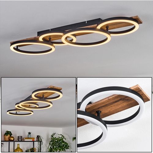 Pigge Deckenlampe aus Metall/Holz/Kunststoff in Schwarz/Braun/Weiß