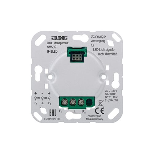 Jung AC9-36V DC12-48V SV 539-948 LED Spannungsversorgung aus Kunststoff/Metall mit Eingangsspannung AC9-36V DC12-48V und Ausgangsspannung 24V für LED-Leuchten, SV539-948LED)