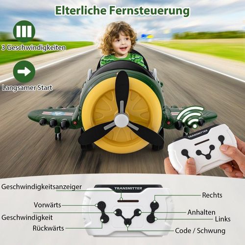 Kinder Elektroauto im Flugzeug-Look Elektroflugzeug Aufsitz mit Fernsteuerung 124 x 100 x 62 cm