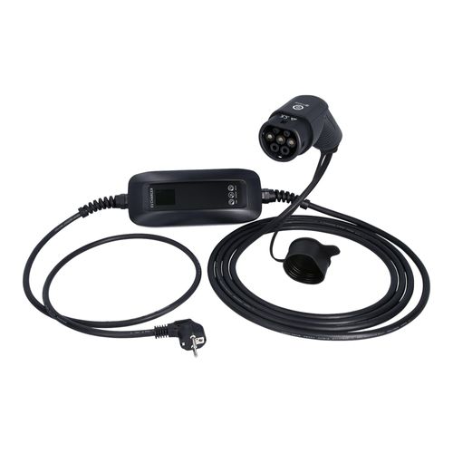 KS Tools efuturo mobile Ladestation mit Typ 2 Ladekabel, 1 Phase, bis zu 3,7 kW, 6-16 A, 230 V, Mode 2, LCD Display, Schuko-Stecker (117.7615)