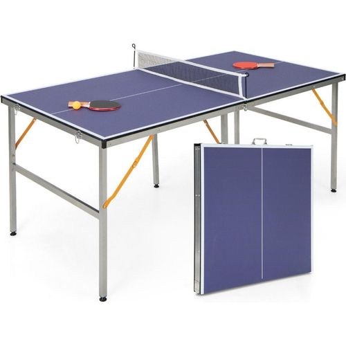 Tragbares Tischtennistisch-Set mit Netz & 2 Schlägern & 3 Bällen Mini Tischtennistisch
