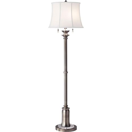 Casa Padrino Barock Stehleuchte Antik Silber / Weiß Ø 43 x H. 157,5 cm - Elegante Stehlampe im Barockstil - Barock Leuchten - Barockstil Stehleuchten - Barock Möbel - Barock Interior