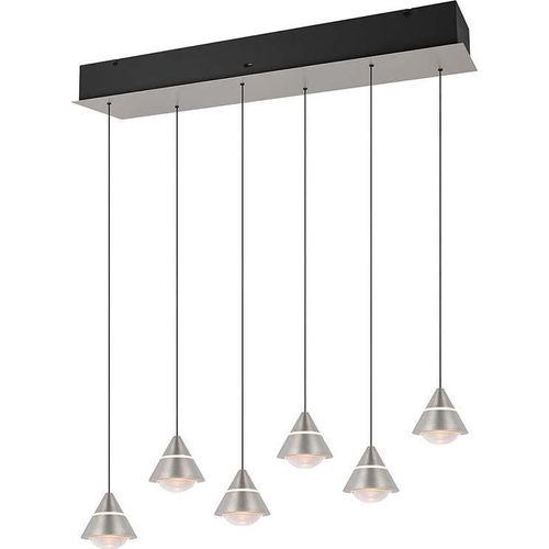 LED Hängeleuchte, Nickel matt, Farbwechsel, H 200 cm