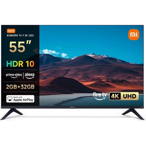 Xiaomi TV 55 (140 cm) Zoll Fernseher, 4K UHD, Smart TV, Fire OS8, Triple Tuner DVB-C/S/S2/T/T2, HDR10, 60Hz mit 120Hz Game Boost, Sprachsteuerung