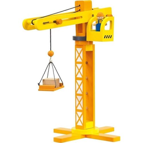 Baukran Spielzeug für Kinder ab 3 Jahren – Motorikspielzeug – Holzspielzeug mit Baustellenzubehör – realistisch und langlebig – regt Kreativität und Fantasie an